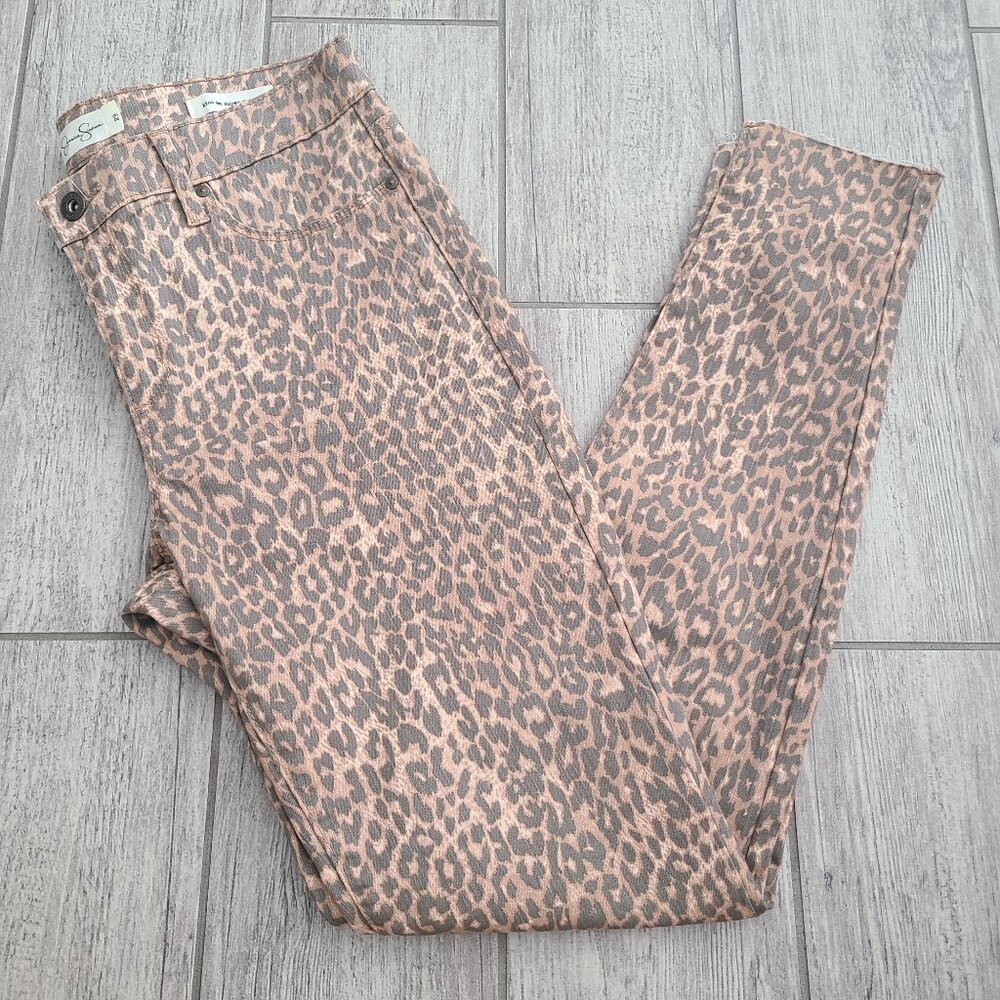 Jessica Simpson kiss me super skinny women's brown leopard print pants size 29